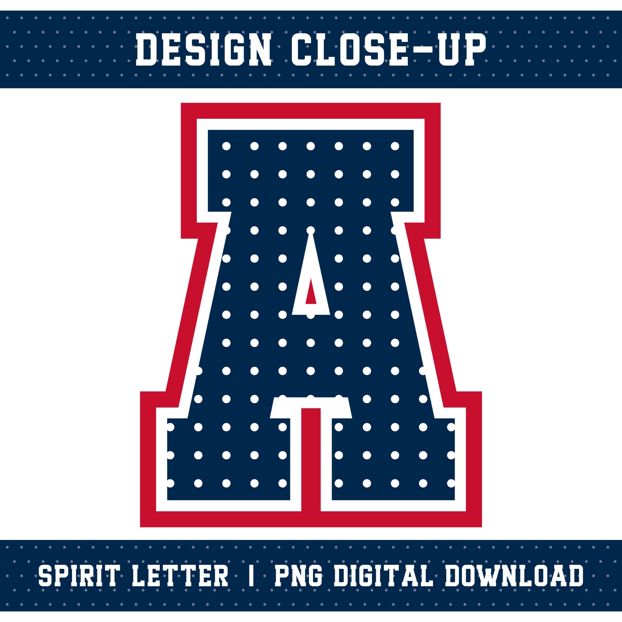 Custom Personalized Team Color Polka Dot Varsity Alphabet and Numbers PNG Set