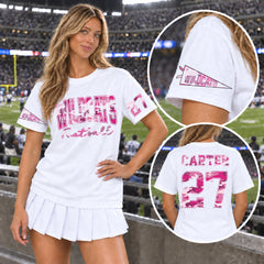 Custom Hot Pink Camouflage Varsity Team Personalized Short Sleeve School Spirit PNG Designs
