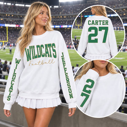 Custom Hearts Varsity Team Personalized Long-Sleeve School Spirit PNG Designs