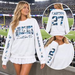 Custom Blue Camouflage Varsity Team Personalized Long Sleeve School Spirit PNG Designs