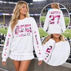 Custom Pink Camouflage Varsity Team Personalized Long Sleeve School Spirit PNG Designs
