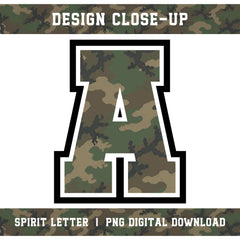 Custom Personalized Camouflage Varsity Alphabet and Numbers PNG Set
