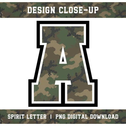 Custom Personalized Camouflage Varsity Alphabet and Numbers PNG Set