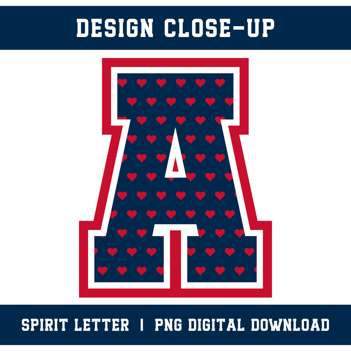 Custom Personalized Team Color Hearts Varsity Alphabet and Numbers PNG Set