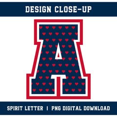 Custom Personalized Team Color Hearts Varsity Alphabet and Numbers PNG Set