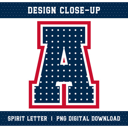Custom Personalized Team Color Polka Dot Varsity Alphabet and Numbers PNG Set