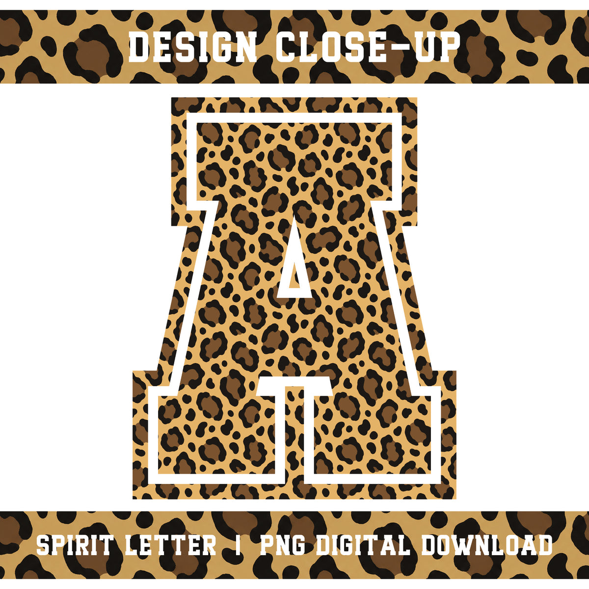 Leopard Varsity Alphabet and Numbers PNG Set