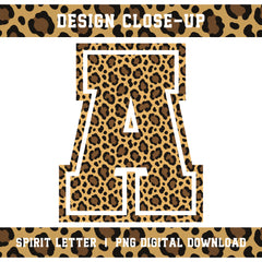 Leopard Varsity Alphabet and Numbers PNG Set