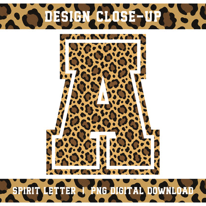 Leopard Varsity Alphabet and Numbers PNG Set