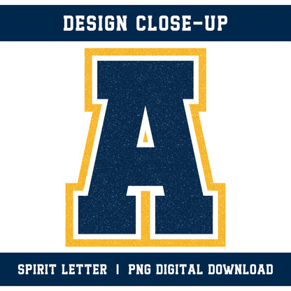 Custom Personalized Team Color Glitter Varsity Alphabet and Numbers PNG Set