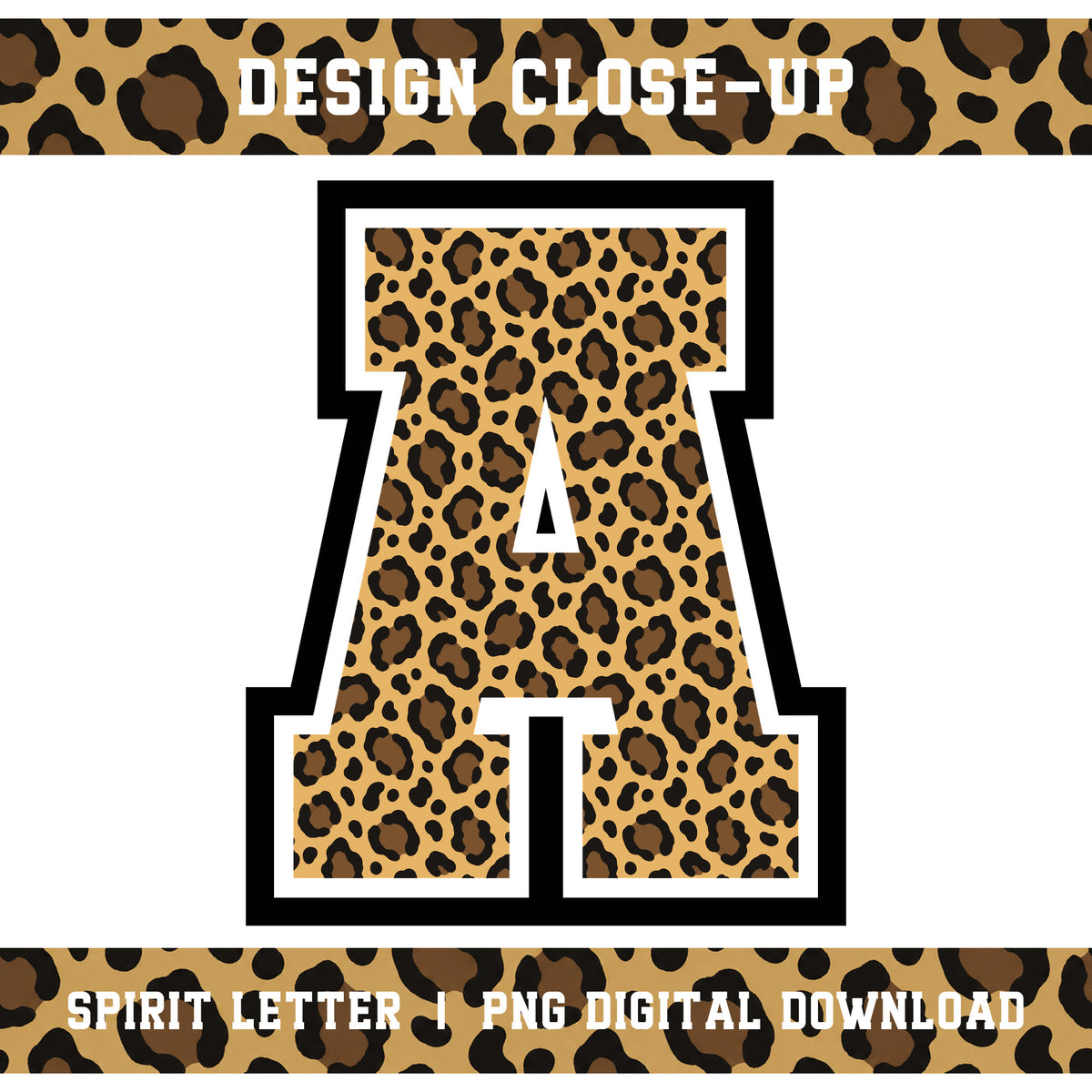 Custom Personalized Leopard Varsity Alphabet and Numbers PNG Set