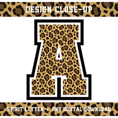 Custom Personalized Leopard Varsity Alphabet and Numbers PNG Set
