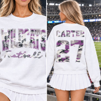 Custom Purple Camouflage Varsity Team Personalized School Spirit PNG Design Bundle