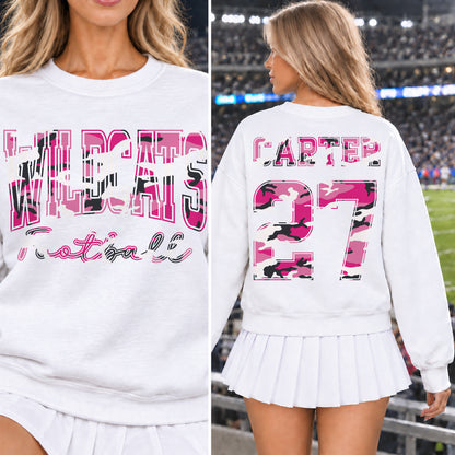 Custom Pink Camouflage Varsity Team Personalized School Spirit PNG Design Bundle