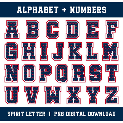 Custom Personalized Team Color Hearts Varsity Alphabet and Numbers PNG Set