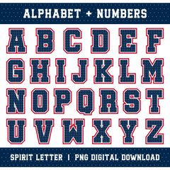 Custom Personalized Team Color Polka Dot Varsity Alphabet and Numbers PNG Set