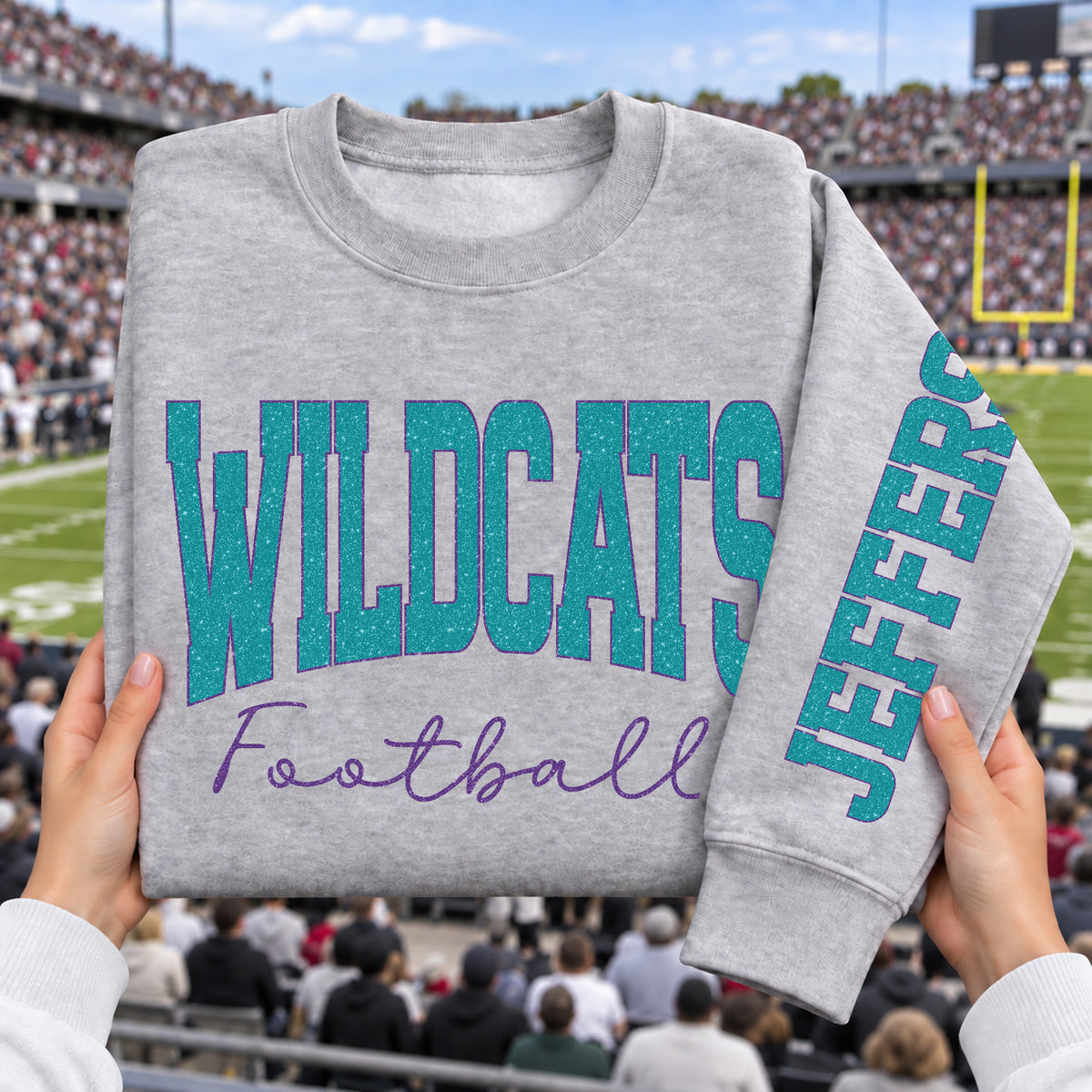Custom Glitter Varsity Team Long Sleeve School Spirit PNG Designs