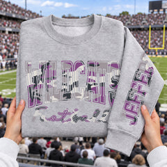 Custom Purple Camouflage Varsity Team Personalized Long Sleeve School Spirit PNG Designs