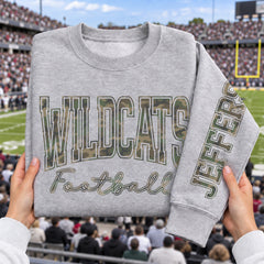 Custom M81 Camouflage Varsity Team Personalized Long-Sleeve School Spirit PNG Designs