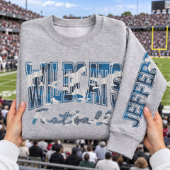 Custom Blue Camouflage Varsity Team Personalized Long Sleeve School Spirit PNG Designs