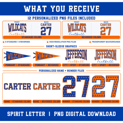 Custom Stars Varsity Team Short Sleeve School Spirit PNG Designs