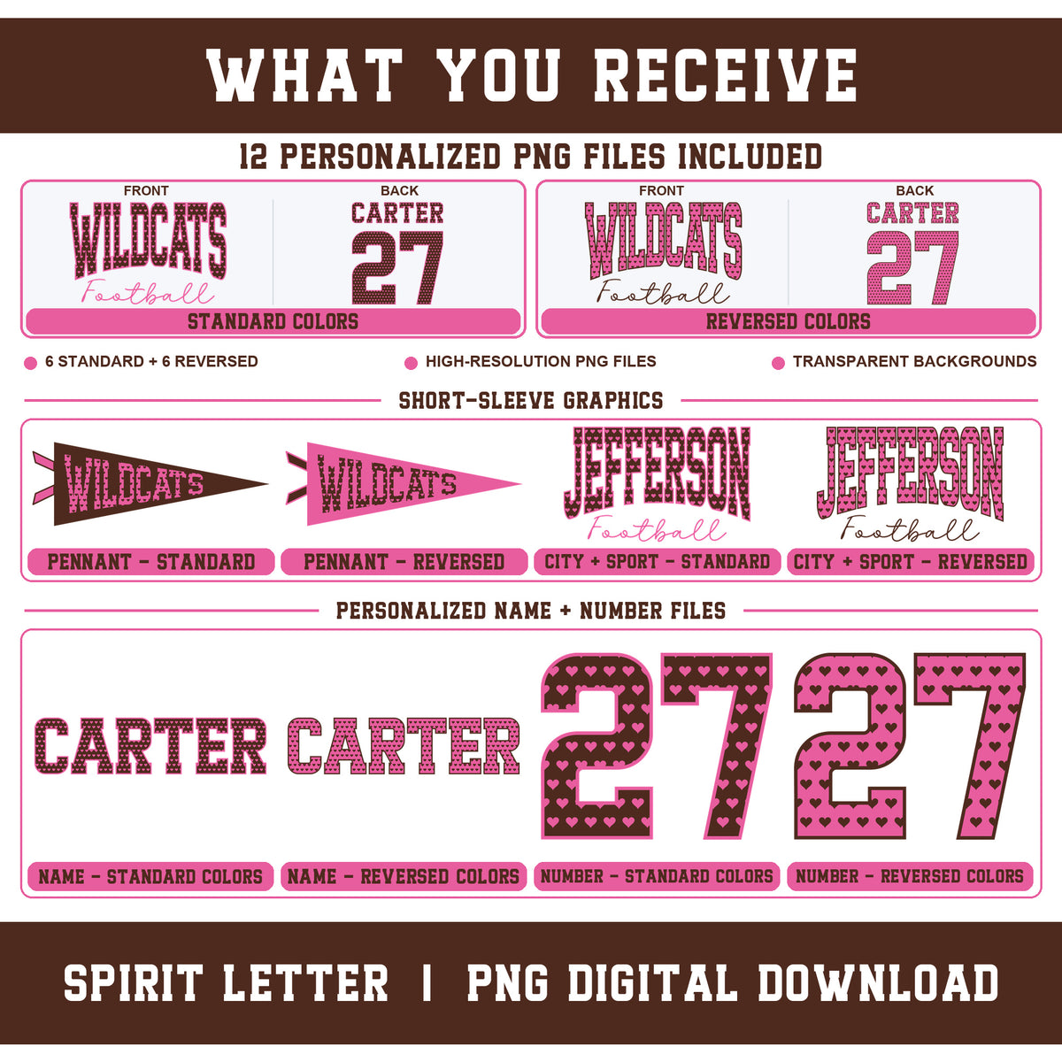Custom Hearts Varsity Team Personalized Short-Sleeve School Spirit PNG Designs