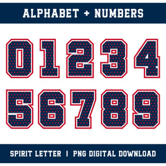 Custom Personalized Team Color Hearts Varsity Alphabet and Numbers PNG Set