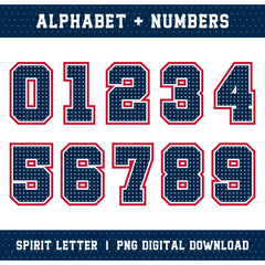 Custom Personalized Team Color Polka Dot Varsity Alphabet and Numbers PNG Set