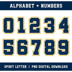 Custom Personalized Team Color Glitter Varsity Alphabet and Numbers PNG Set