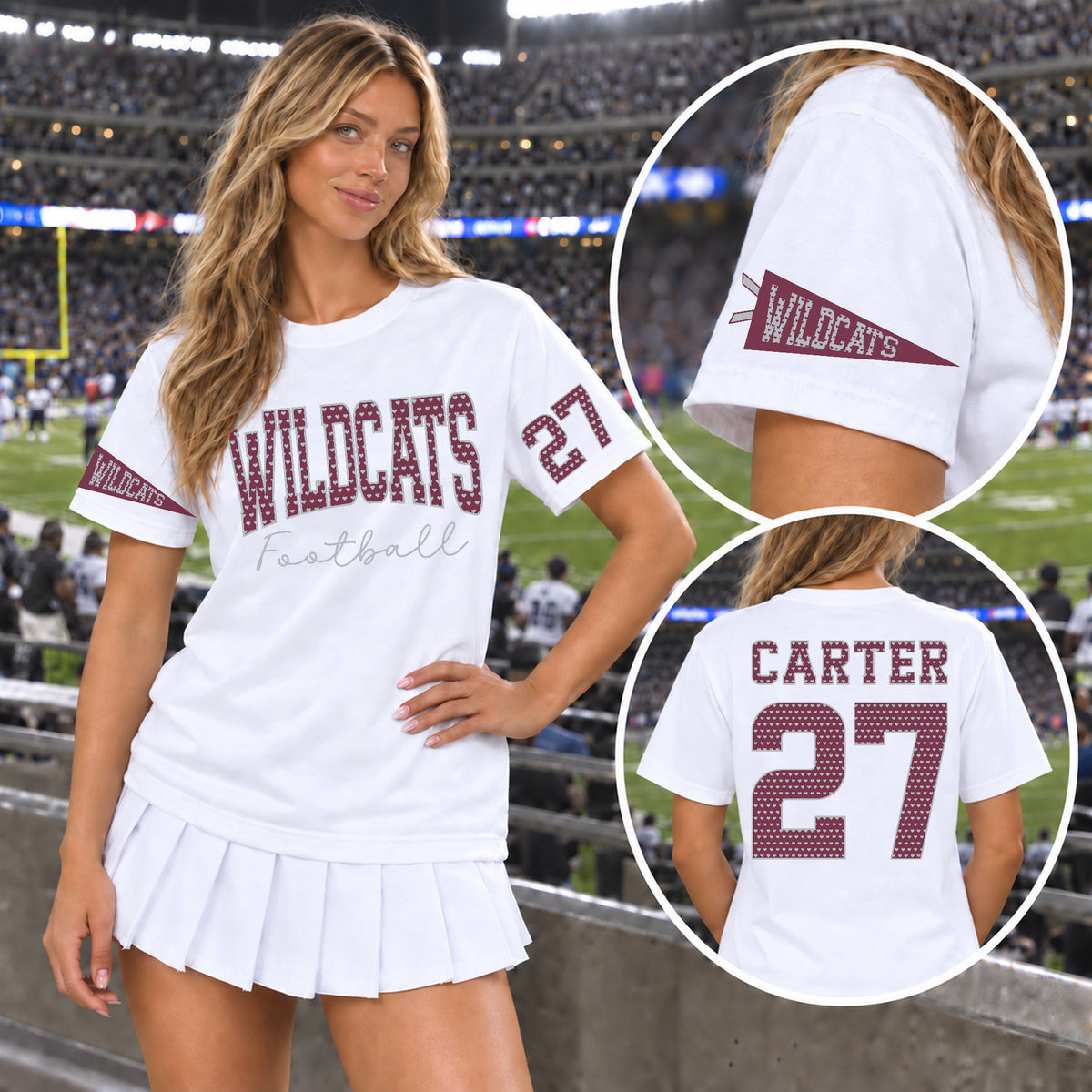 Custom Hearts Varsity Team Personalized Complete School Spirit PNG Design Bundle