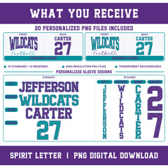 Custom Glitter Varsity Team Long Sleeve School Spirit PNG Designs