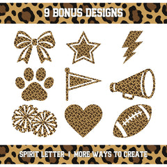 Leopard Varsity Alphabet and Numbers PNG Set