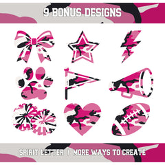 Pink Camouflage Varsity Alphabet and Numbers PNG Set
