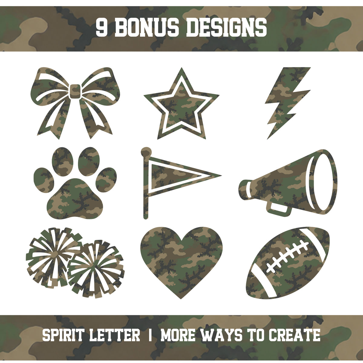 Custom Personalized Camouflage Varsity Alphabet and Numbers PNG Set