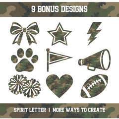 Custom Personalized Camouflage Varsity Alphabet and Numbers PNG Set