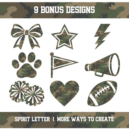 Custom Personalized Camouflage Varsity Alphabet and Numbers PNG Set