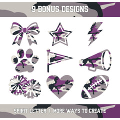 Purple Camouflage Varsity Alphabet and Numbers PNG Set