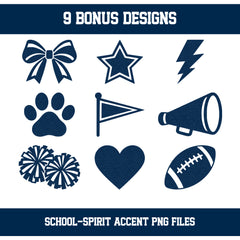 Custom Personalized Team Color Glitter Varsity Alphabet and Numbers PNG Set