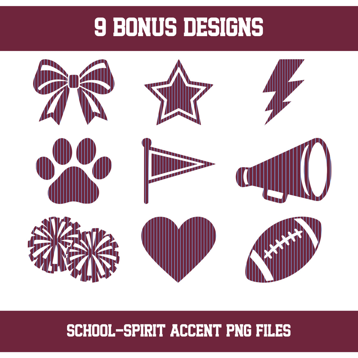 Custom Personalized Team Color Pinstripe Varsity Alphabet and Numbers PNG Set