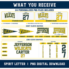 Custom Polka Dot Varsity Team Personalized Complete School Spirit PNG Design Bundle