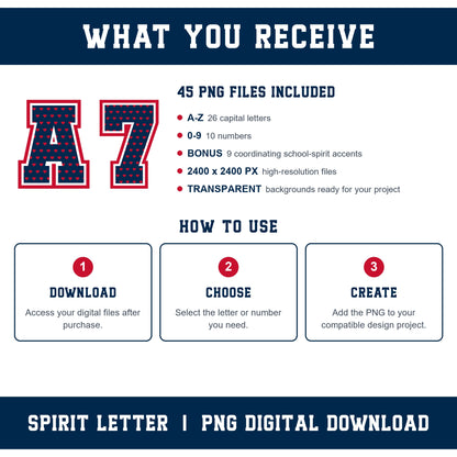 Custom Personalized Team Color Hearts Varsity Alphabet and Numbers PNG Set