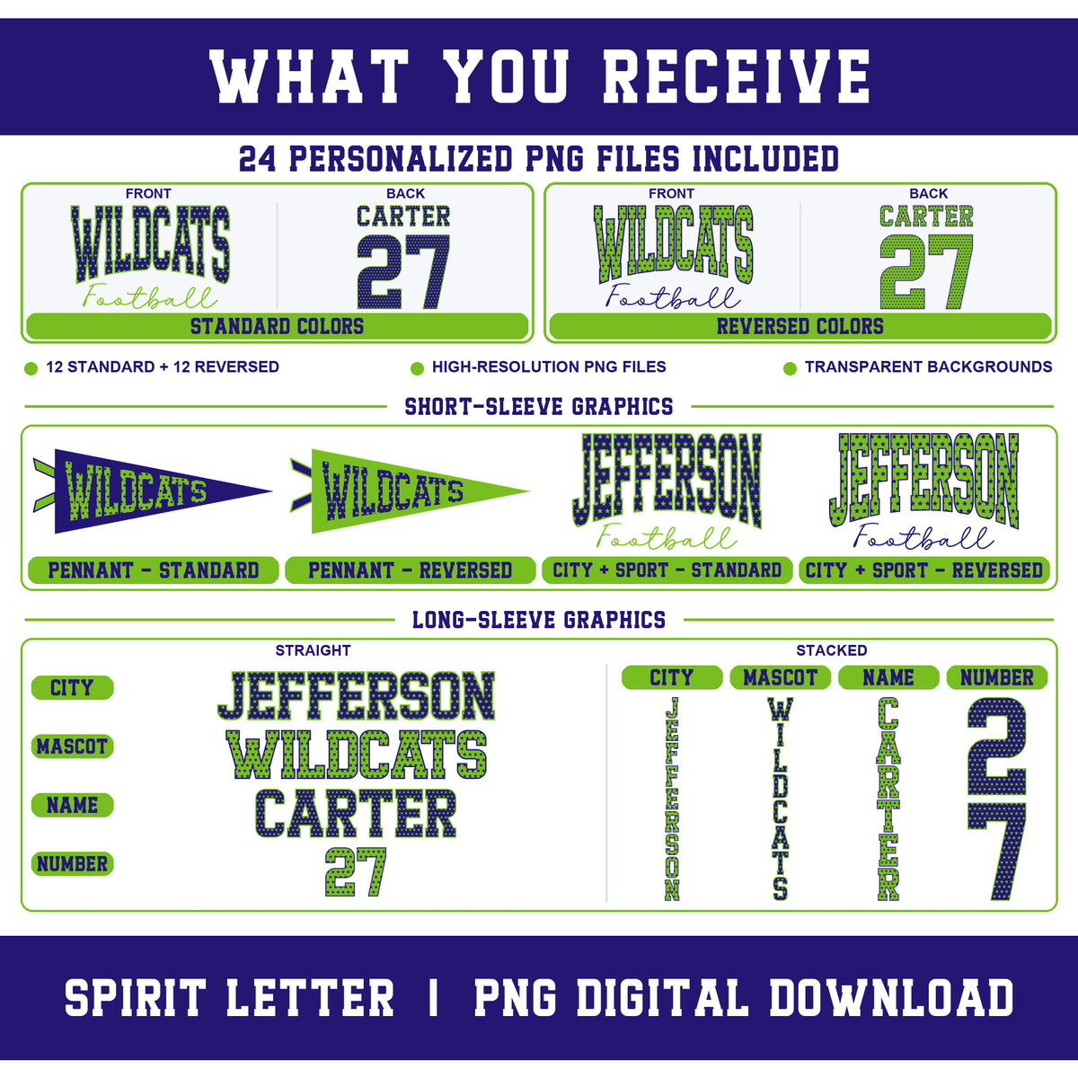 Custom Stars Varsity Team Complete School Spirit PNG Design Bundle