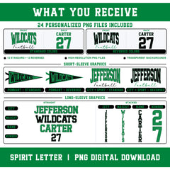 Custom Glitter Varsity Team Complete School Spirit PNG Design Bundle