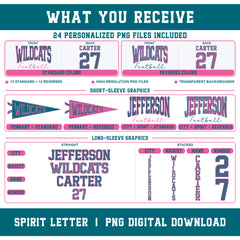 Custom Pinstripe Varsity Team Complete School Spirit PNG Design Bundle