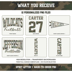 Custom M81 Camouflage Varsity Team Personalized School Spirit PNG Design Bundle