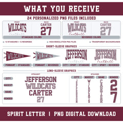 Custom Hearts Varsity Team Personalized Complete School Spirit PNG Design Bundle