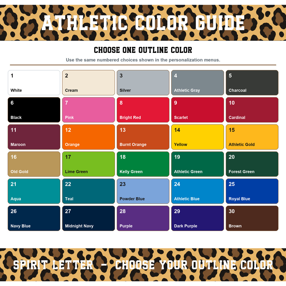 Custom Personalized Leopard Varsity Alphabet and Numbers PNG Set