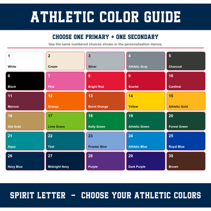 Custom Personalized Team Color Hearts Varsity Alphabet and Numbers PNG Set
