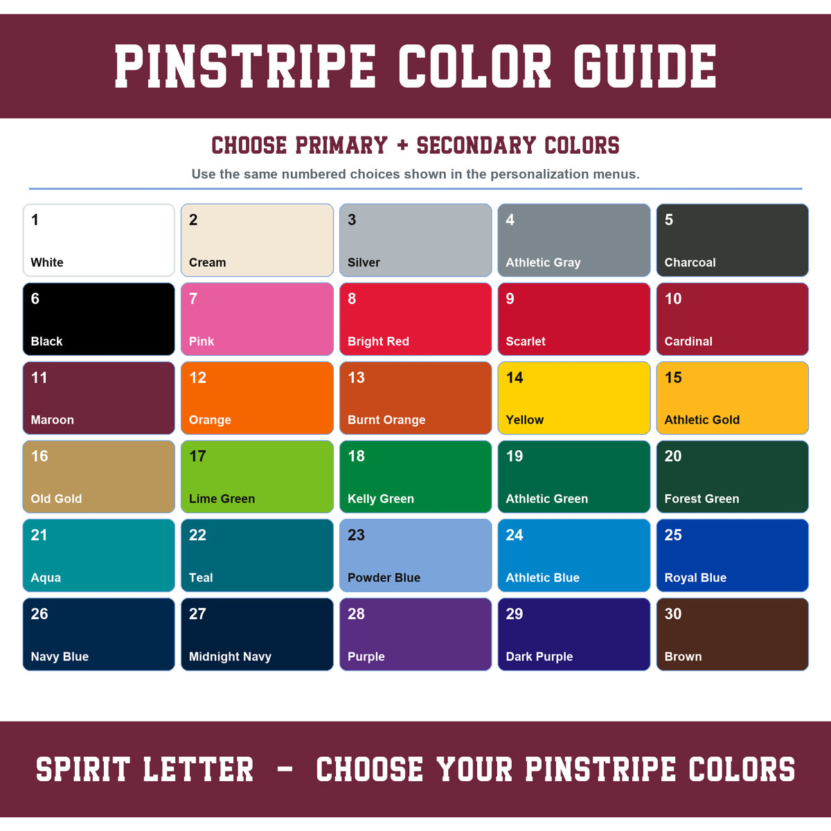 Custom Personalized Team Color Pinstripe Varsity Alphabet and Numbers PNG Set