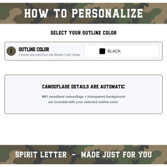 Custom Personalized Camouflage Varsity Alphabet and Numbers PNG Set